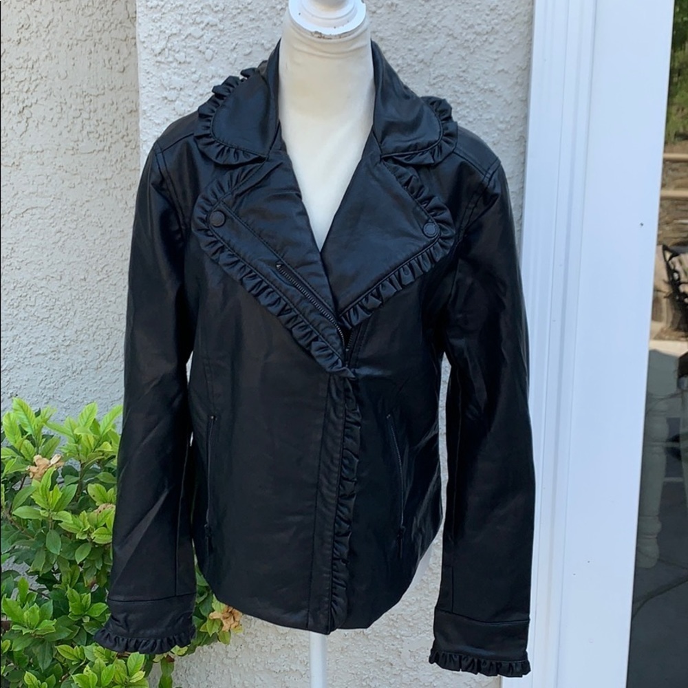 Catherine Malandrino Faux Leather Moto Jacket Sz M